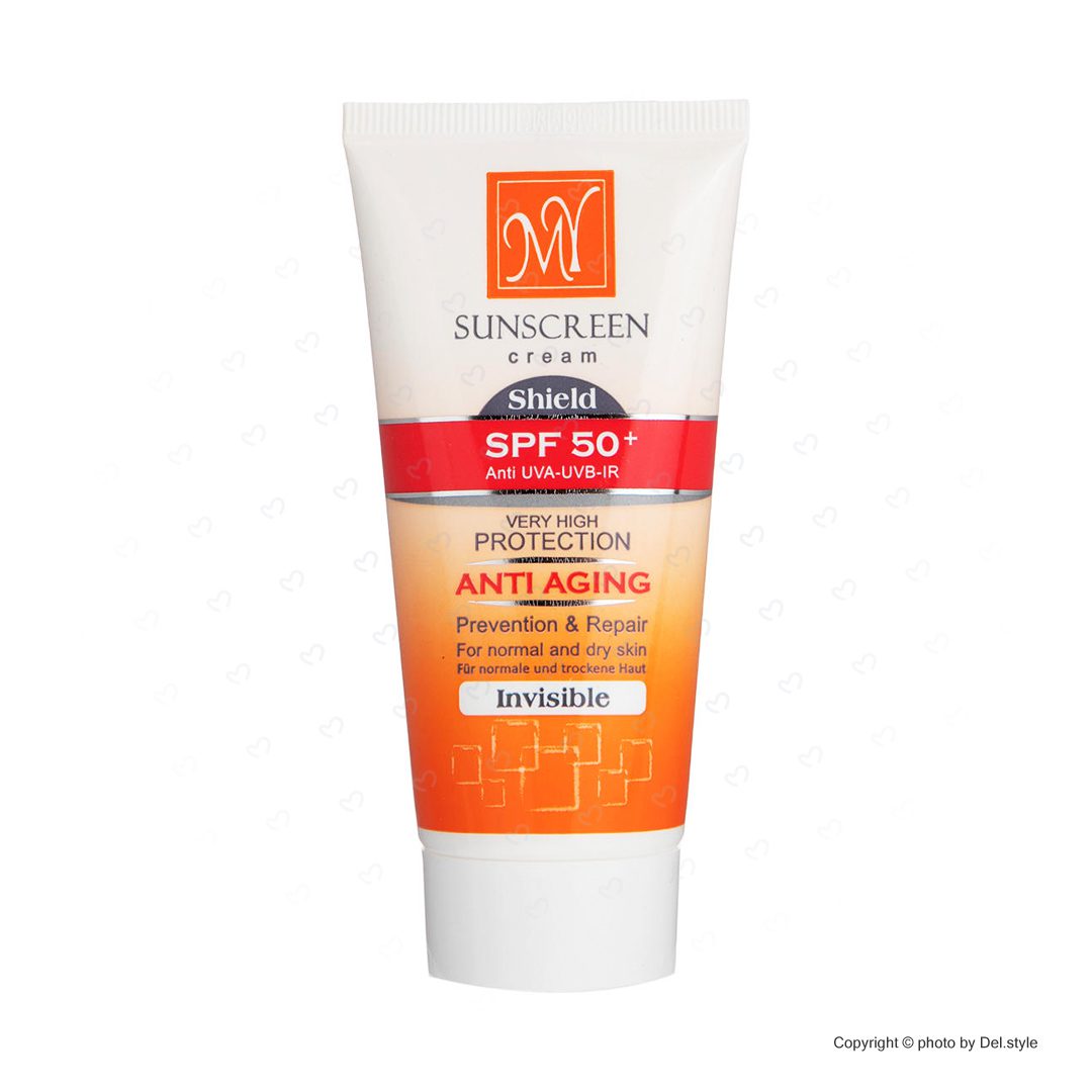 کرم ضد آفتاب مای بدون رنگ ضد چروک SPF50 حجم 50 میلی لیتر