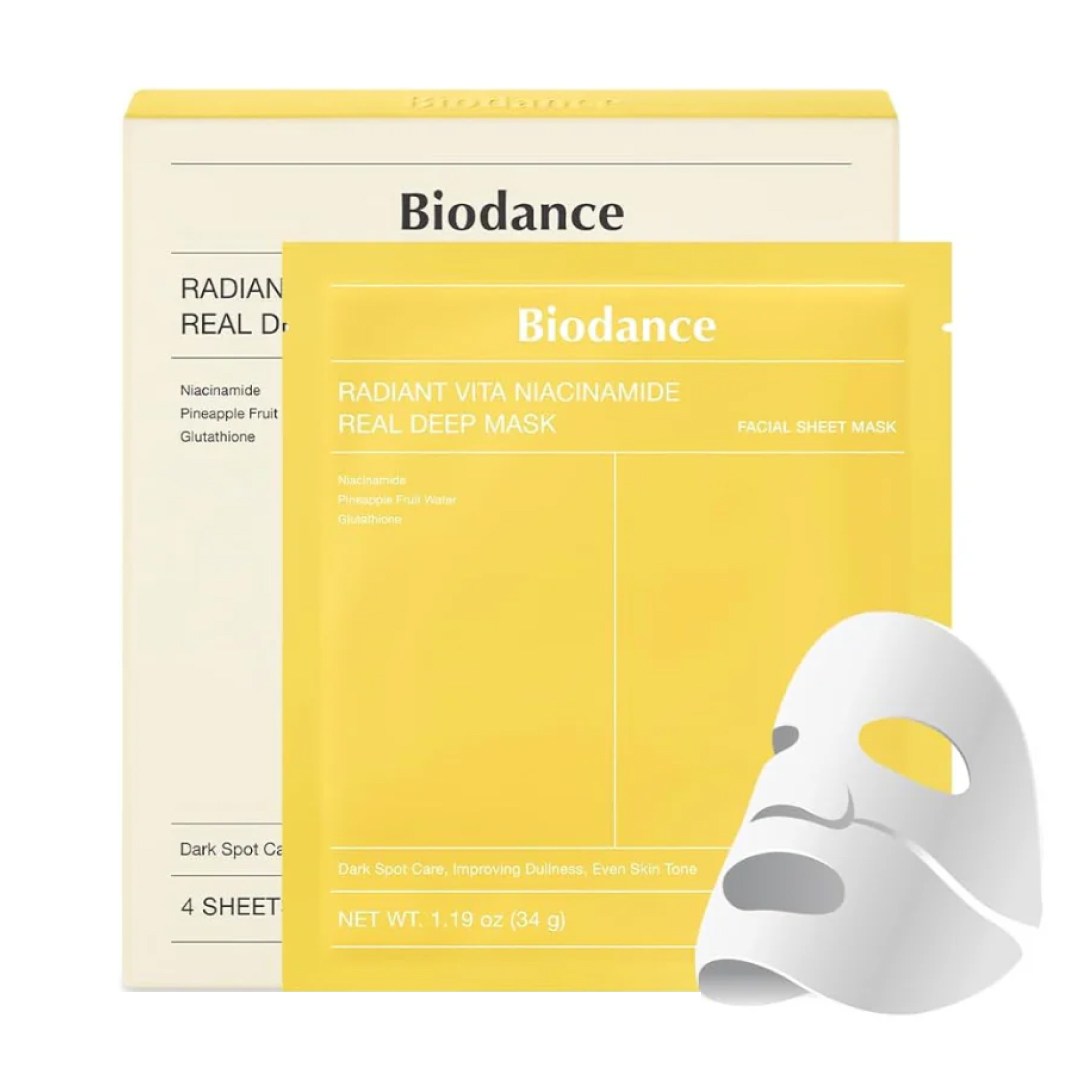 del-56449-cover عکس ماسک روشن کننده و ضد لک بایودنس مدل Radiant Vita Niacinamide بسته 4 عددی - شماره 2
