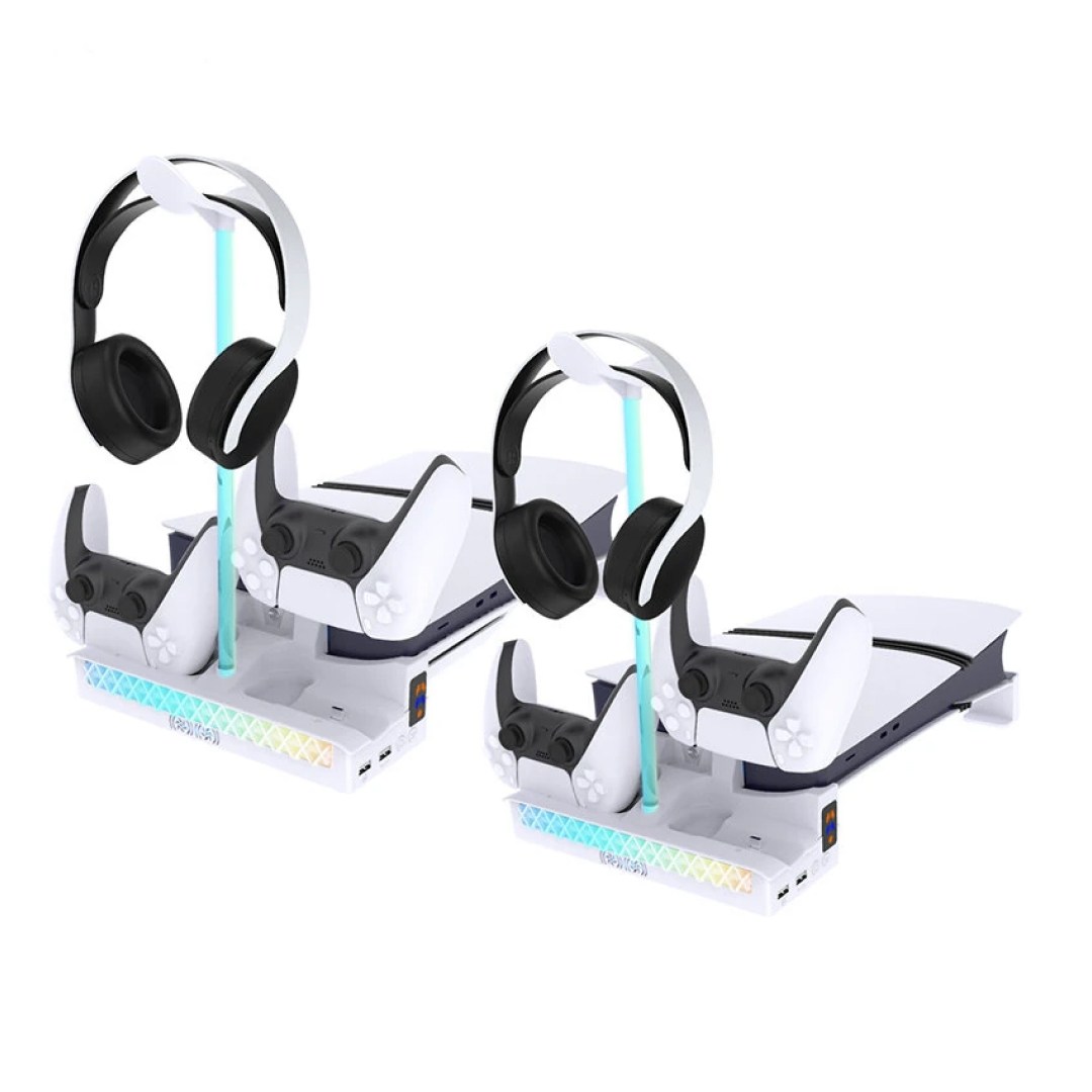 عکس فن خنک کننده و شارژر دسته و پایه نگهدارنده پلی استیشن 5 اسلیم پی جی تک مدل GP-533S - شماره 3