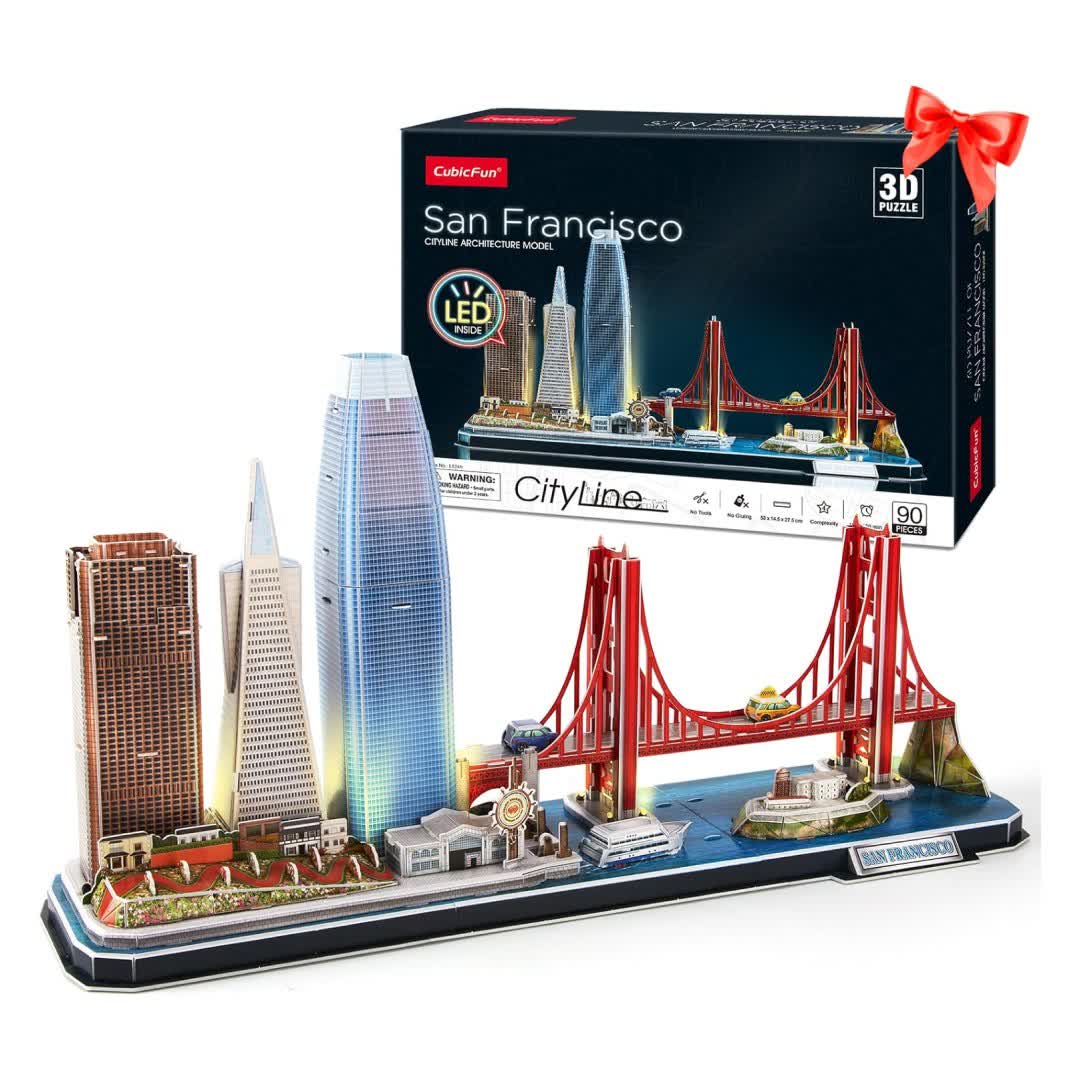 del-74525-cover عکس پازل سه بعدی کیوبیک فان مدل San Francisco همراه با چراغ LED - شماره 2