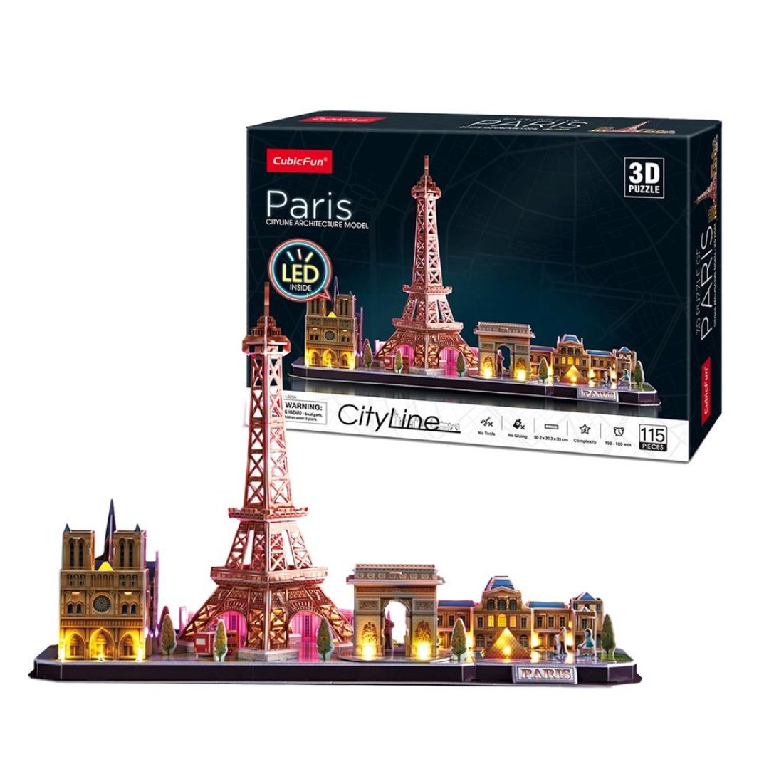 del-74534-cover عکس پازل سه بعدی کیوبیک فان مدل PARIS همراه با چراغ LED - شماره 2