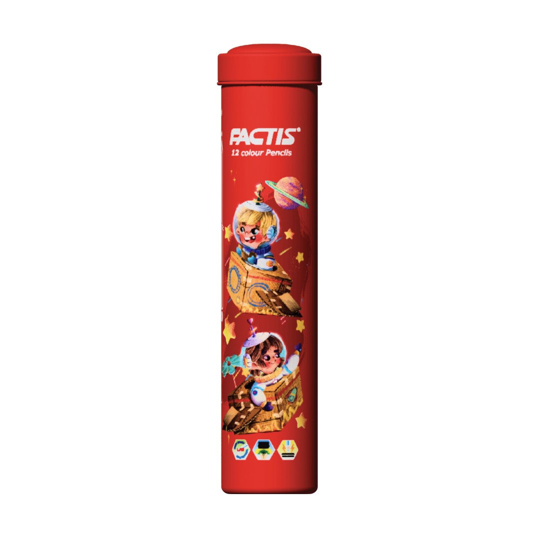 del-77153-01 عکس مداد رنگی 12 رنگ استوانه ای فکتیس کد F07112212 - شماره 2